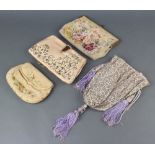 A lady's embroidered evening bag together with 4 others