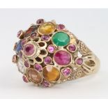 A 9ct yellow gold multi gem set ring, 5.6 grams size P