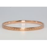 A 9ct rose gold bangle, 7 gramsThis bracelet weighs approximately 7 grams