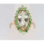 A 9ct yellow gold gem set, up finger ring, 3.6 grams, size O