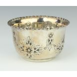 A Victorian repousse silver sugar bowl decorated with flowers, Sheffield 1893, 10.5cm, 110 grams