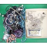 A quantity of minor silver jewellery 140 grams and a quantity of costume jewellery