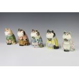 A Rye Cinque Port pottery cat decorated with flowers after a design by Joan De Bethel 13cm and
