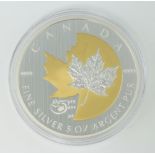 A Canadian maple leaf 5 ozs silver coin 2013, boxed