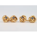 A pair of 18ct yellow gold whorl and sapphire cufflinks 6.2 grams