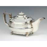 A George III silver oblong teapot raised on ball feet, Edinburgh 1796, gross weight 756 grams