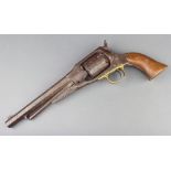 A 19th Century 6 shot Remington Type "Navy Patent" percussion revolver with 16cm octagonal barrel