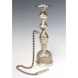 A Turkish repousse silver hookah chased with formal flowers and scrolls 31cm, 552 grams