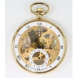 A gilt cased skeleton pocket watch, the dial inscribed Sewills
