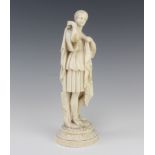 A good 19th Century Italian carved ivory figure of a classical lady raised on a turned base 28cm