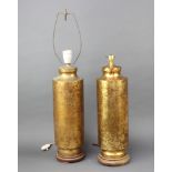 Two similar Chinese style marble metal table lamps 48cm and 47cm