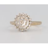 A 9ct yellow gold diamond cluster ring, 2.3 grams, size L