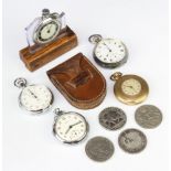 A silver cased Waltham mechanical pocket watch with seconds at 6 o'clock (working), a gilt cased