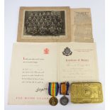 A World War One pair of medals to no.92325 DVR.J.V.Bartlett.R.E. together with a Queen Mary 1914