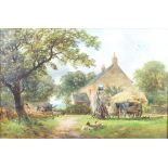 David Payne (1843-1894) oil on canvas indistinctly signed, farmyard study 34cm x 52cm This
