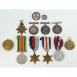 A First World War trio of medals to 3/5792 Pte.S.Hunt.Dorset.R. a pair to RNA.16769 Q.R T.H.