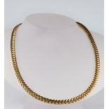 A yellow gold flat link necklace 30 grams, 42 cm