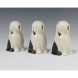 Three Neo Bonassera Rye Pottery figures of Old English Sheepdogs 14cm