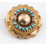 A 9ct yellow gold turquoise set brooch 4.9 grams
