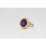 A 9ct yellow gold amethyst ring, 3.1 grams, size L