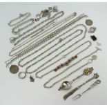A silver necklace and a quantity of silver jewellery, 356 grams