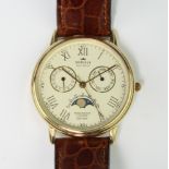 A gentleman's 9ct gold Sewills millennium limited edition wristwatch with moonphase dial and 2