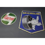 A Michelin blue and white enamelled shield shaped sign marked 36/64/15 37cm x 58cm, together with