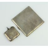 A silver engine turned cigarette case Birmingham 1927 and a vesta Chester 1912, 130 grams