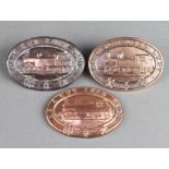 A London, Brighton and South Coast Railways oval copper loco department badge 6cm (luggs missing