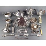 A Queen Anne style plated coffee pot and minor plated wares