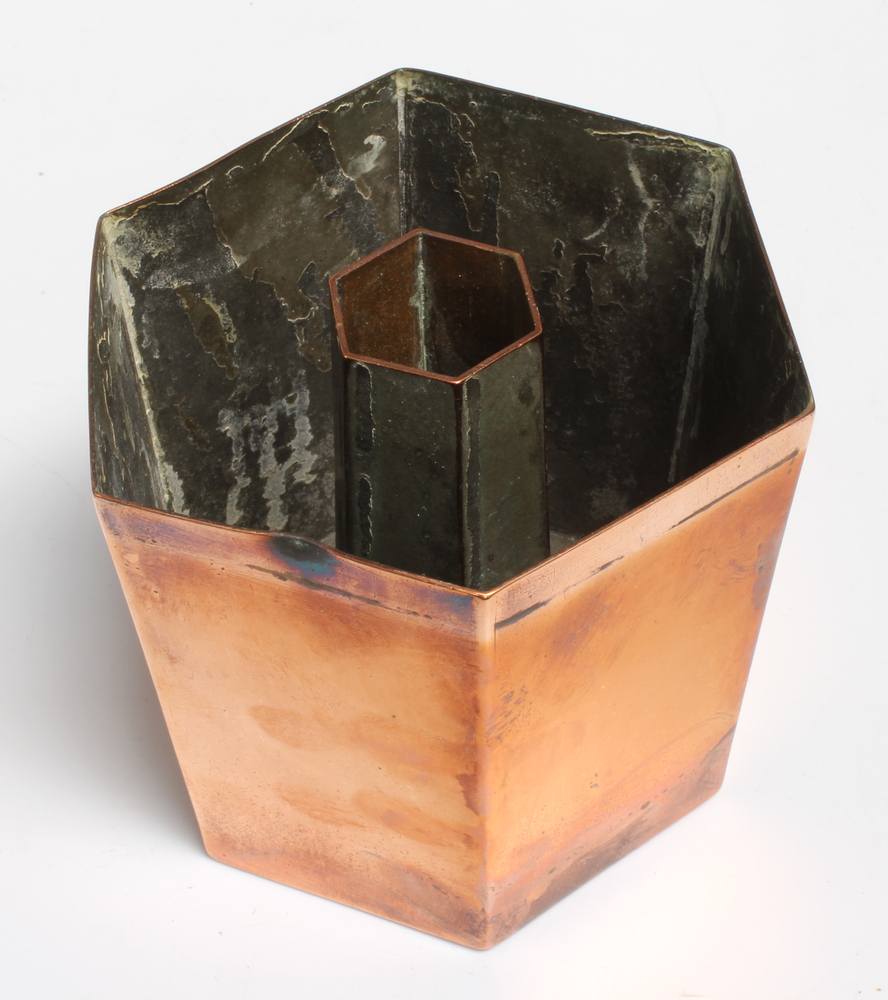 Jones Bros. 4 Down Street, W. A 19th Century hexagonal lidded copper jelly/ice cream mould marked - Image 2 of 3