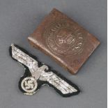 A Second World War Nazi German cloth eagle badge together with a belt buckle marked Gott Mit Uns