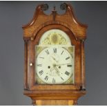 J Kate of Newmarket, an 8 day striking longcase clock, the 30cm painted arched dial with Roman