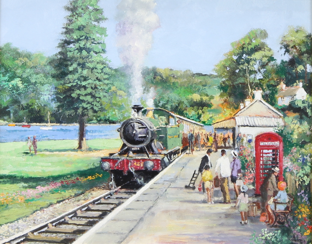 Alan King oil on board signed, "Arrival at Looe From Liskeard Cornwall, The Great Western Railway"