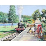 Alan King oil on board signed, "Arrival at Looe From Liskeard Cornwall, The Great Western Railway"