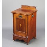 An Edwardian inlaid and crossbanded mahogany coal purdonium with raised back 69cm h x 39cm w x