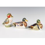 A Royal Crown Derby Imari pattern paperweight Green Winged Teal with gold stopper 13cm, a duck