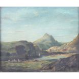 Alfred Wilson, oil on canvas unsigned, "On The Wye" 25cm x 29cm