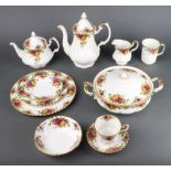 A Royal Albert Old Country Roses tea, coffee and dinner service comprising 7 small tea cups (1 a/f),