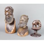 An African carved hardwood head and shoulders bust of a bearded gentleman 38cm x 16cm, 1 other