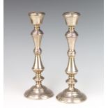 A pair of silver Queen Anne style turned candlesticks, Birmingham 1982, 28 cm