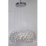 A circular chrome and plastic globular shaped light fitting 21cm h x 40cm diam.