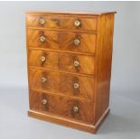An Edwardian inlaid mahogany chest of 5 long graduated drawers with brass escutcheons and ring