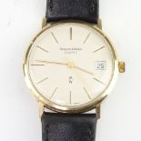 A gentleman's 9ct yellow gold Mappin and Webb quartz calendar wristwatch with 30mm case on a leather