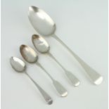 A George III silver table spoon London 1817, 3 tea spoons 102 grams