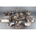 A silver plated entree set and minor plated wares