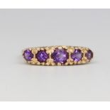 A 9ct yellow gold amethyst ring size L, 3 grams
