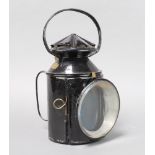 A South Western Railways black painted metal signalling lantern marked SWRY 46 (repainted) 30cm h
