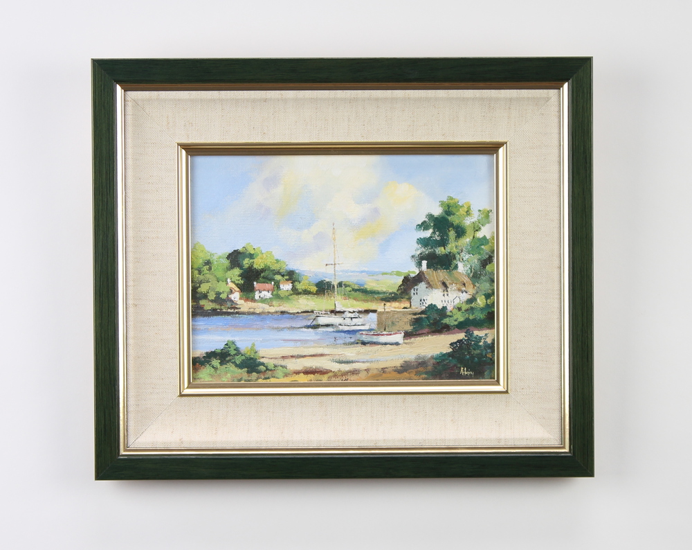 Alan King, oil on board signed "The Four Seasons, Summer in Cornwall" label to verso, 14cm x 19cm - Image 2 of 2