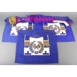 A quantity of Masonic regalia, Supreme Grand Chapter Officers apron, sash and collar, Assistant